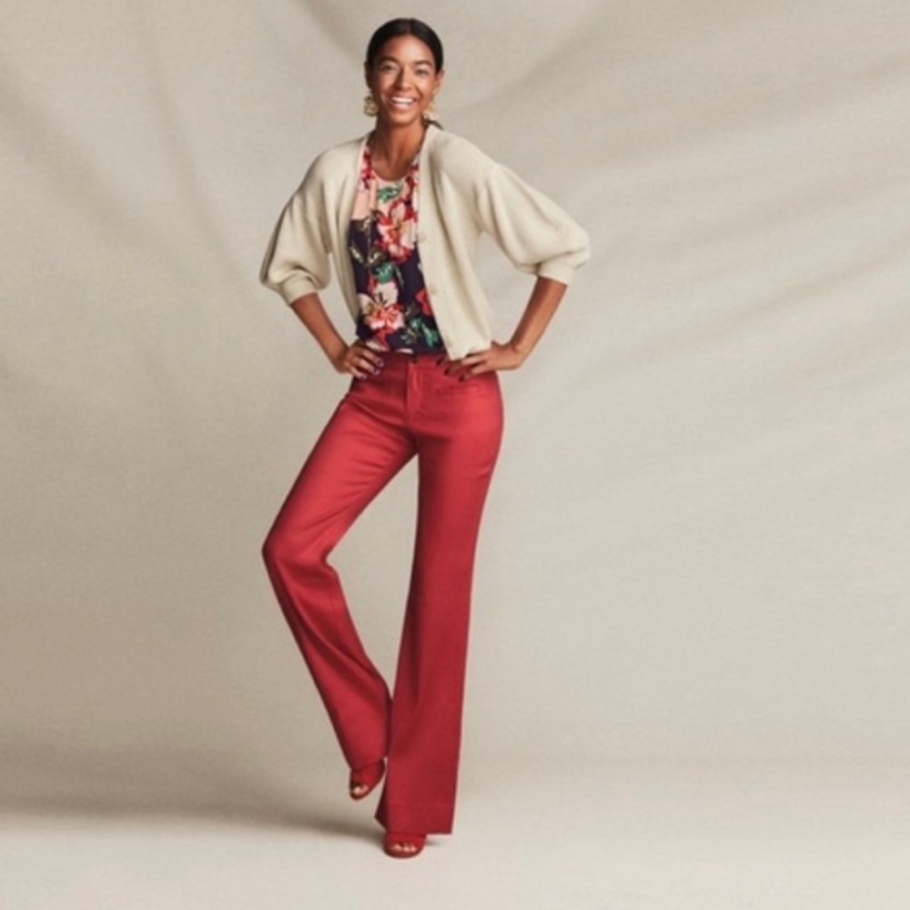 CAbi Crimson High-Rise Wide-Leg Trousers